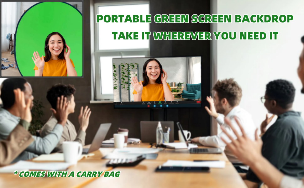 Portable Green Screen Backdorp with Carry Bag