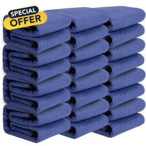 Packing & Moving Blanket - 80" x 72" 40 lb/dz - Professional Quilted Shipping Thick Furniture Pad (Blue 12 Pack)