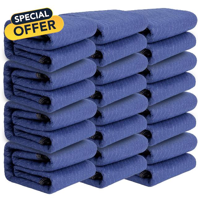 Packing & Moving Blanket - 80" x 72" 40 lb/dz - Professional Quilted Shipping Thick Furniture Pad (Blue 12 Pack)
