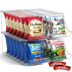 Sorbus Stackable Snack Organizer Bins Open Front – Clear Pantry Storage Bins for Chips