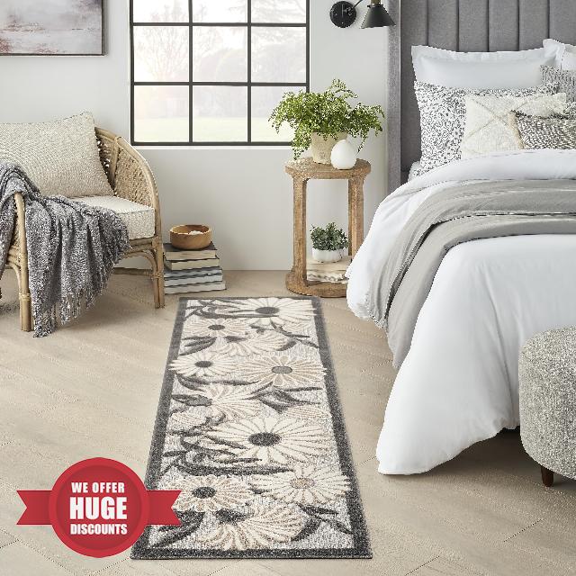 Nourison Home Aloha Beige 2'3" x 12' Area Rug - Easy Clean