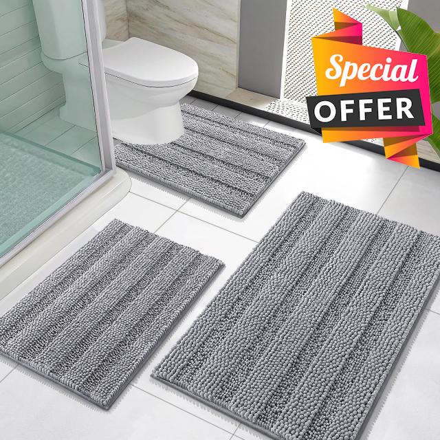 OLANLY Thick Bathroom Rugs Sets 3 Piece