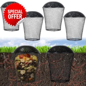 4 Pcs Worm Composting Bin Metal Compost Bin for Recycling Kitchen Food Waste Outdoor Worm Compost Bin with Holes and Lid Use in Outdoor Garden Vegetable Patch Backyard