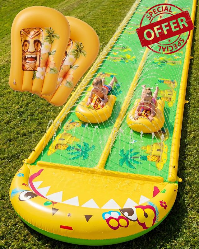 40×5.9FT Heavy Duty Slip and Slide with Sprinkler and 2 Boards
