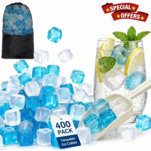 400 Pack Reusable Ice Cubes for Drinks with Ice Scoop
