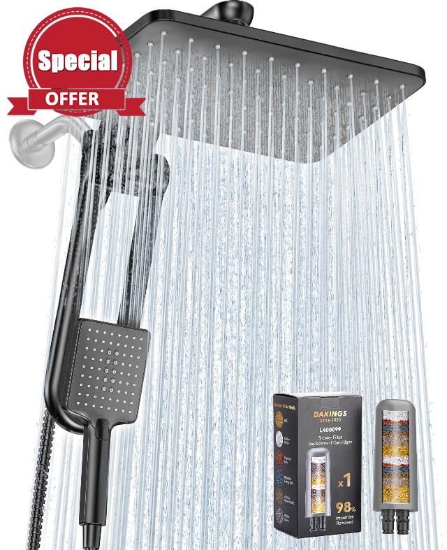 Dual Filtered Rainfall Handheld Shower Head Spray Combo