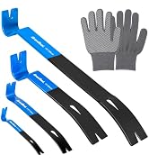 GRENTOOL 3Pcs Mini Pry Bar Set – 5-1/4" & 7-1/4" Small Flat Pry Bars with Nail Puller, 9-1/4" Cro...
