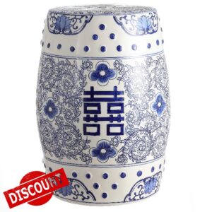 JONATHAN Y Double Happiness 18" Ceramic Garden Stool
