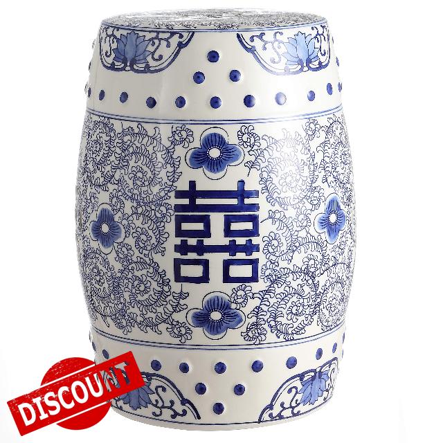 JONATHAN Y Double Happiness 18" Ceramic Garden Stool