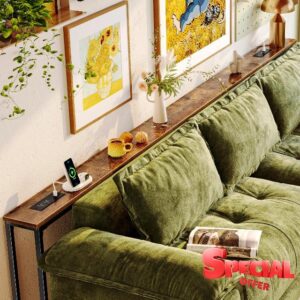 Huuger 110.2 Inch Behind Couch Table with 2 Power Outlets and USB-C Ports