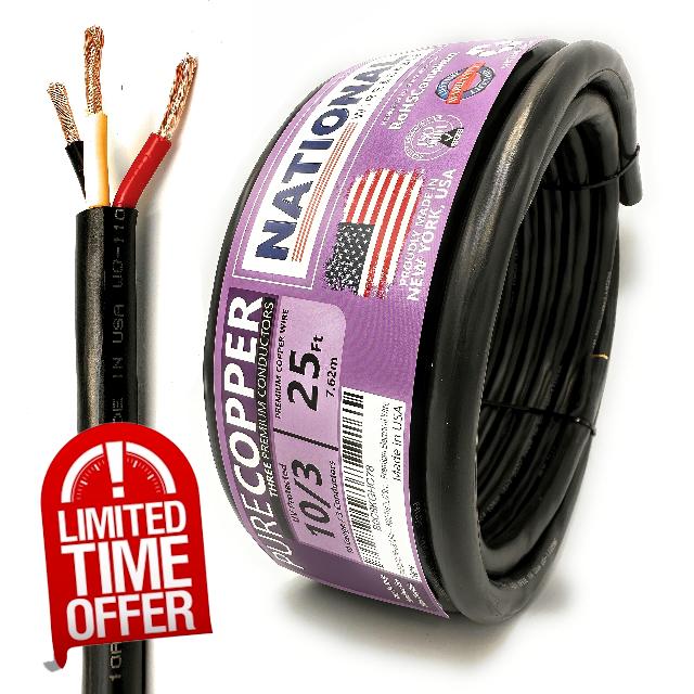 NATIONAL Wire & Cable – 10 AWG 3-Conductor Premium Copper Wire