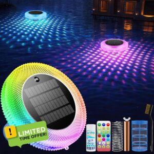 Solar Pool Ionizer Floating Light: Solar Powered Copper Ionizer with Remote Control IP68 Waterproof LED Swimming Pool Light for Above Ground & In-Ground Pools