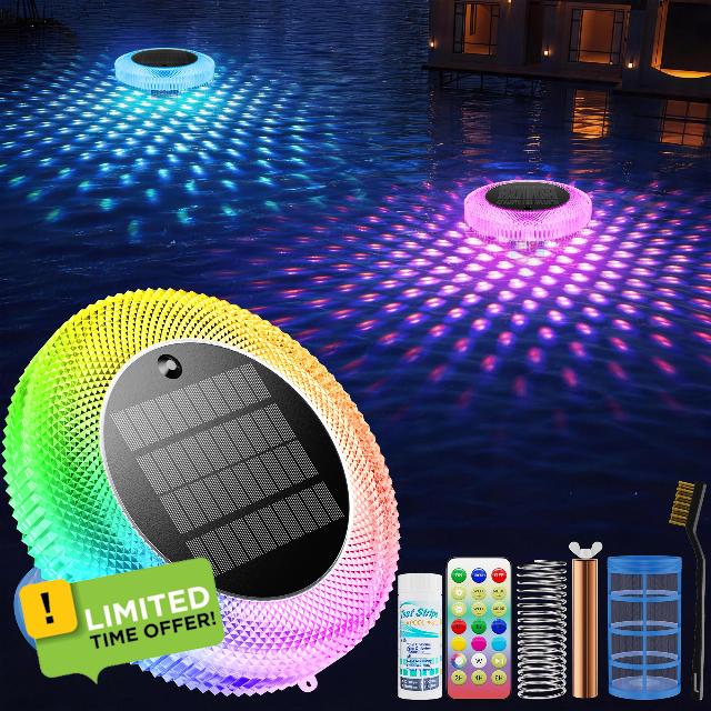 Solar Pool Ionizer Floating Light: Solar Powered Copper Ionizer with Remote Control IP68 Waterproof LED Swimming Pool Light for Above Ground & In-Ground Pools