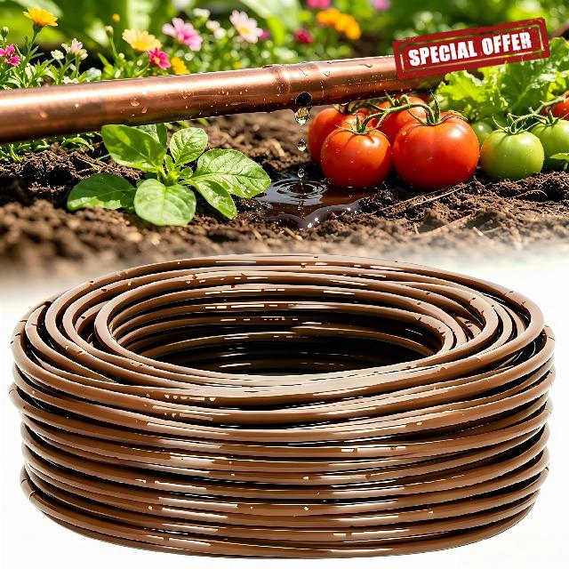 1/4" Drip Irrigation Tubing with 6" Emitter Spacing