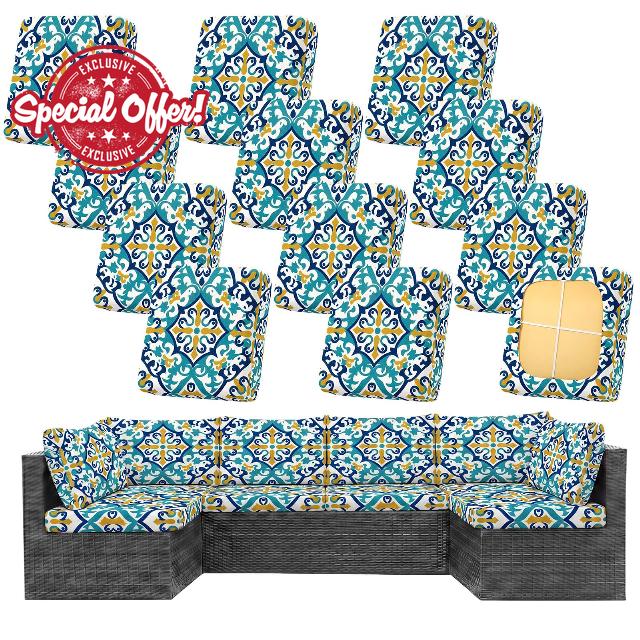 Haull Stretch Patio Cushion Cover with Ties