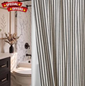 Farmhouse Striped Shower Curtain Set