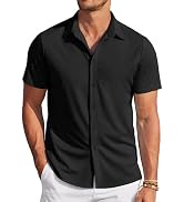 COOFANDY Men's Linen Shirts Short Sleeve Button Down Shirt Casual Summer Beach Shirts with Pocket