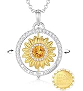 FANCIME Sunflower necklace Sterling Silver Yellow Gold Plated Spinning Anxiety Pendant for anti-s...