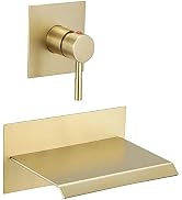 BWE Waterfall Tub Faucet Wall Mount Tub Filler Matte Black High Flow Brass Bathroom Bathtub Fauce...
