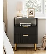 AEPOALUA Night Stand,Tall Bedside Table with 3Storage Drawers,White Nightstand,Bedside Furniture,...