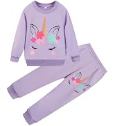 Little Girls Unicorn Outfits 2 Piece Kids Ruffle Sleeve Sweatshirt + Leggings Fall Leopard Clothi...