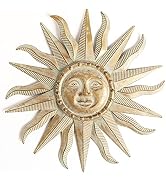 TICKCACY Metal Sun Wall Art Decor, 3D Sun Wall Decor Sculpture, Sun Wall Art Decoration Hanging f...