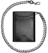 Genuine Leather Chain Wallets for Men: RFID Blocking Mens Wallet with Chain Purse Bifold Zipper C...