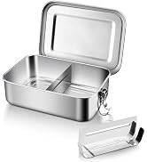E-far Snackle Box Container, 8 Compartments Stainless Steel Snack Container, Portable Veggie Frui...
