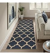Lahome Moroccan Easy Jute Runner Rug 2x6, Black Washable Runner Rugs for Outdoor Porch Kitchen, G...