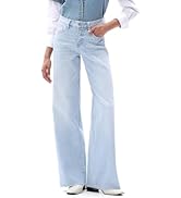 ONESO Wide Leg Jeans for Women Mid Rise BBL Stretchy Baggy Jeans Distressed Pants Loose Denim