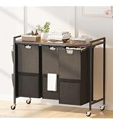 Laundry Hampers,Laundry Basket, Laundry Sorter with Top Shelf & Removable Washable Bags & Side Po...