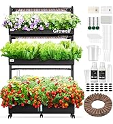 Growell Large Basket Hydroponics Growing System Kit, 48 Pods Vertical Hydroponic Garden with 2 Gr...