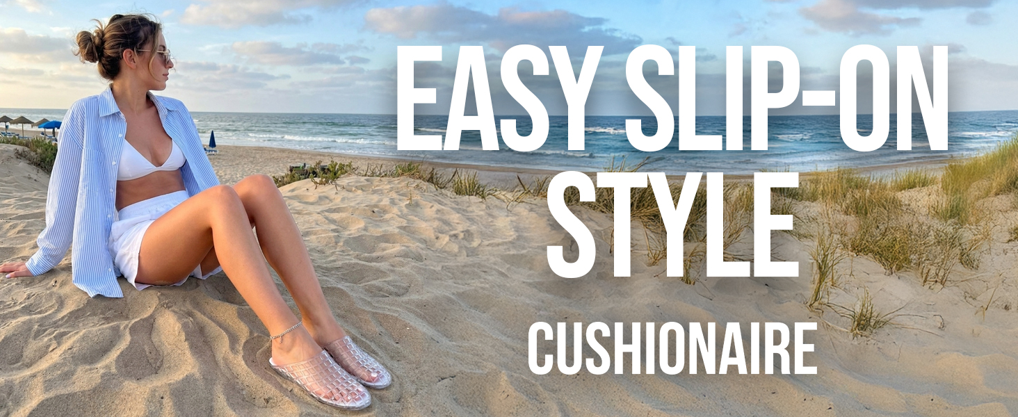 Lab, cushionaire, slip-on jelly sandal, lifestyle