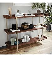Martha Stewart Liam 2-Tier Mobile Office Storage and Printer Cart in White with Polished Brass Frame