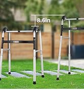 Foldable Stair Climbing Walker for Seniors, Adjustable Height Wheel-Free Walking Aid, Lightweight...