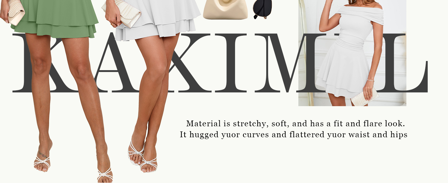Kaximil Women's Off The Shoulder Mini Dress Ruffle Hem Ruched Corset Short Cocktail Party Dresses