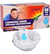 Commode Liners with Super Absorbent Pads, 60 Bags+60 Pads, Universal Fit - Medical Grade Disposab...
