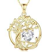 FANCIME Tree of life Birthstone necklace for women Sterling Silver Tree Jewelry Pendant Birthston...