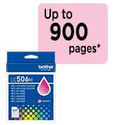 Brother Genuine LC506C Cyan Standard Yield Ink: Up to 900 pages*