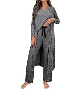 Opemiby Womens Pajamas Set Notched Neck Ribbed Knit Long Sleeve Top and Leggings 2 Pieces Lounge ...