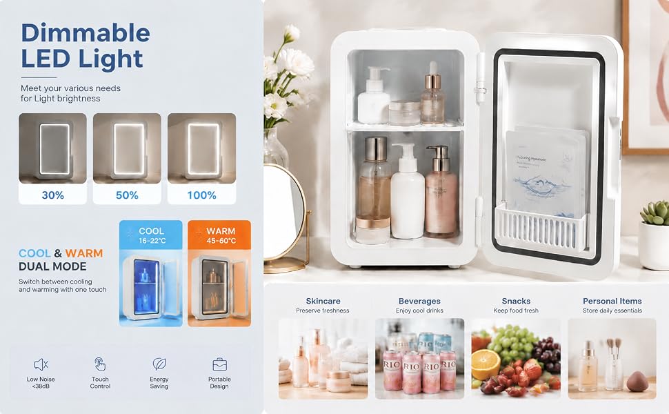 Beauty mini fridge all functions feature chart