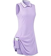 FREEYE Womens Sleeveless Golf Tennis Dresses with Inner Shorts&Pockets for Workout Exercise