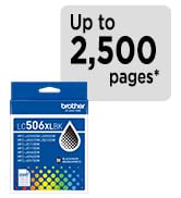 Brother Genuine LC506Y Yellow Standard Yield Ink: Up to 900 pages*