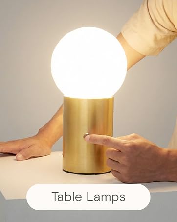 Brightech Nova Modern Table Lamp - Contemporary Arc Desk Lamp with 2-Circle Ring-Style Pendant - ...