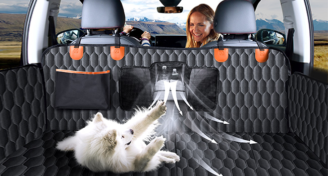 back seat extender for dogs with mesh window