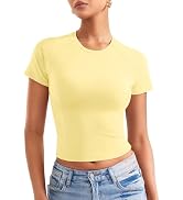 YEOREO Women Tops Baby T-Shirt Short Sleeve Crew Neck Going Out Crop Top Corriny Slim Fit Workout...