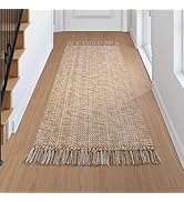 Collive Hallway Runner Rug, 2' x 6' Hand Woven Reversible Washable Entryway Rugs, Tan Cotton Mode...