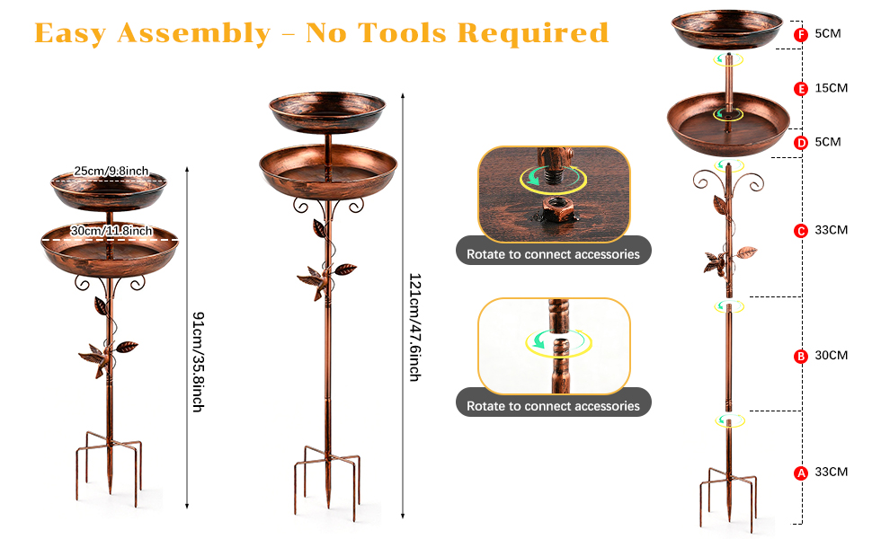 The bird feeder can be easily adjusted from 35.4" up to 47".