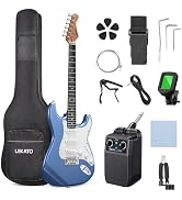 LEKATO Electric Guitar Kit Beginner 39 Inch Full Size Solid Body Guitar HSS for Starter Roasted M...