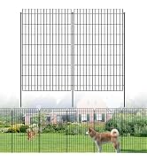 FOREHOGAR Metal Fence Posts 3 Feet, 1-1/4" Diameter, Black, Pack of 8, Round Steel Poles for Wire...